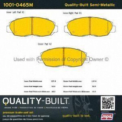 Front Semi Metallic Pads by QUALITY-BUILT - 1001-0465M pa5