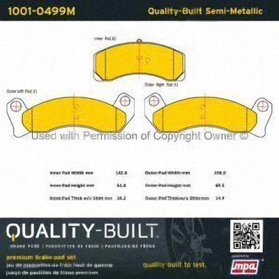 Front Semi Metallic Pads by QUALITY-BUILT - 1001-0499M pa1