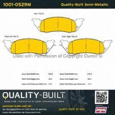 Front Semi Metallic Pads by QUALITY-BUILT - 1001-0529M pa1