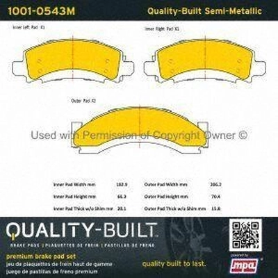 Front Semi Metallic Pads by QUALITY-BUILT - 1001-0543M pa1