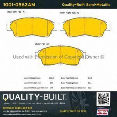 Front Semi Metallic Pads by QUALITY-BUILT - 1001-0562AM pa1