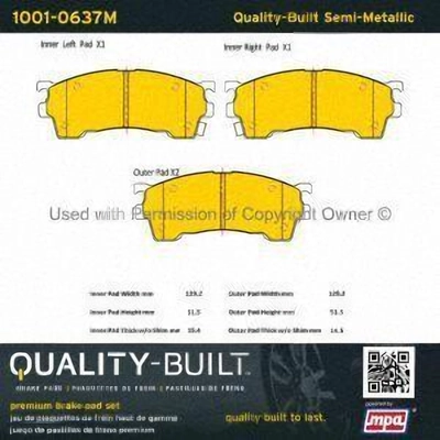 Front Semi Metallic Pads by QUALITY-BUILT - 1001-0637M pa5