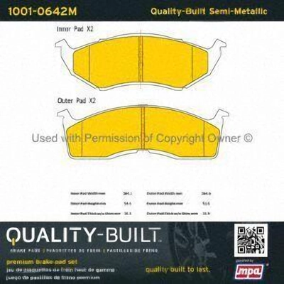 Front Semi Metallic Pads by QUALITY-BUILT - 1001-0642M pa1