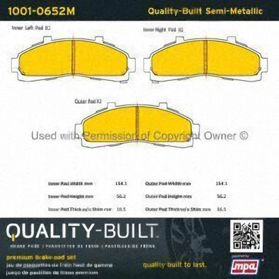 Front Semi Metallic Pads by QUALITY-BUILT - 1001-0652M pa1