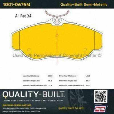 Plaquettes avant semi-m�tallique by QUALITY-BUILT - 1001-0676M pa1