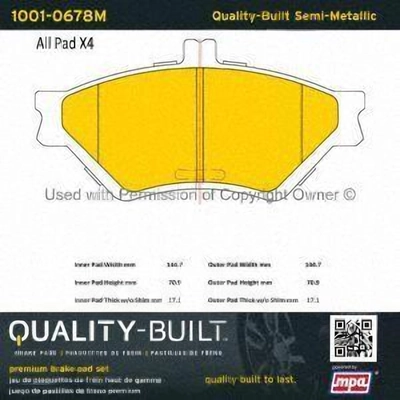 Front Semi Metallic Pads by QUALITY-BUILT - 1001-0678M pa1