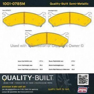 Front Semi Metallic Pads by QUALITY-BUILT - 1001-0785M pa1
