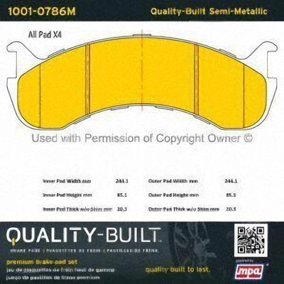 Front Semi Metallic Pads by QUALITY-BUILT - 1001-0786M pa1