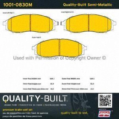 Front Semi Metallic Pads by QUALITY-BUILT - 1001-0830M pa1