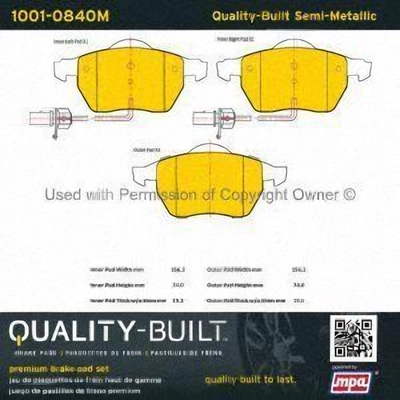 Front Semi Metallic Pads by QUALITY-BUILT - 1001-0840M pa1