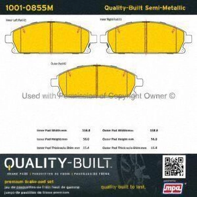 Plaquettes avant semi-métallique by QUALITY-BUILT - 1001-0855M pa1