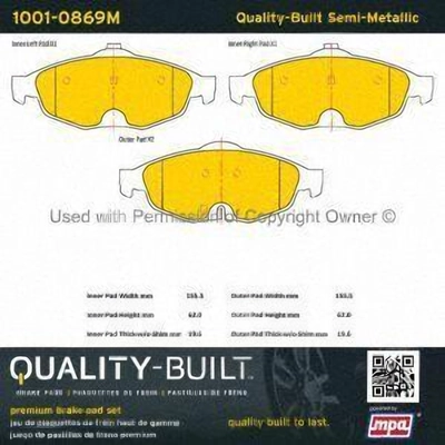 Front Semi Metallic Pads by QUALITY-BUILT - 1001-0869M pa1