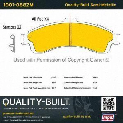 Front Semi Metallic Pads by QUALITY-BUILT - 1001-0882M pa1
