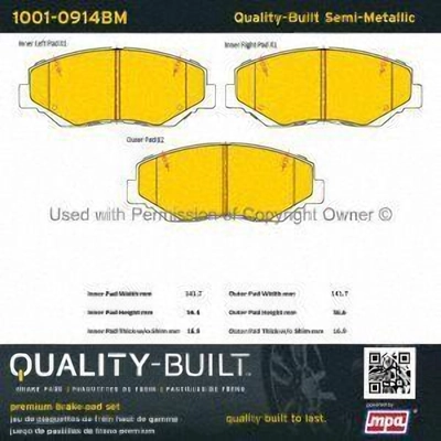 Front Semi Metallic Pads by QUALITY-BUILT - 1001-0914BM pa1