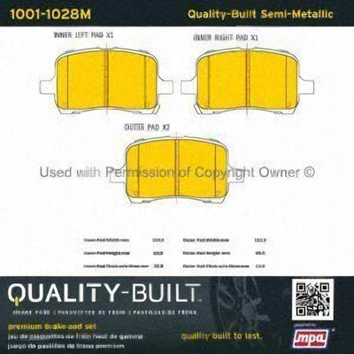Front Semi Metallic Pads by QUALITY-BUILT - 1001-1028M pa1