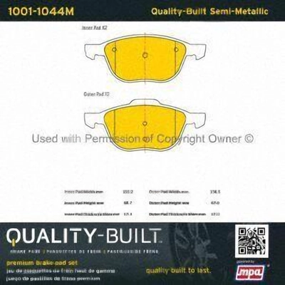 Front Semi Metallic Pads by QUALITY-BUILT - 1001-1044M pa2