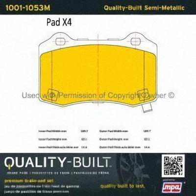 Front Semi Metallic Pads by QUALITY-BUILT - 1001-1053M pa5
