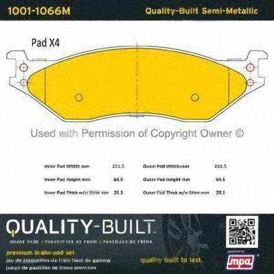 Front Semi Metallic Pads by QUALITY-BUILT - 1001-1066M pa2