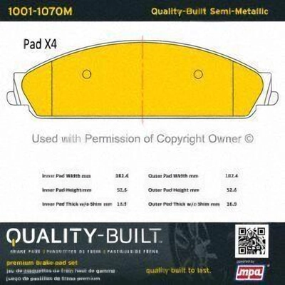 Plaquettes avant semi-métallique by QUALITY-BUILT - 1001-1070M pa2