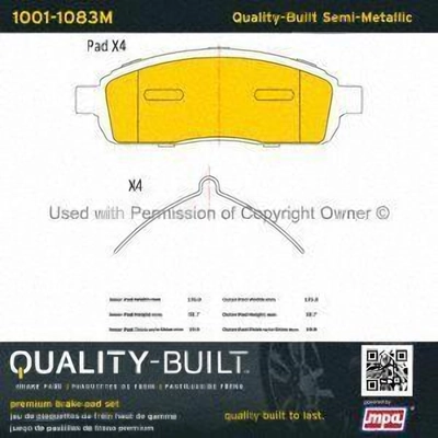 Front Semi Metallic Pads by QUALITY-BUILT - 1001-1083M pa1