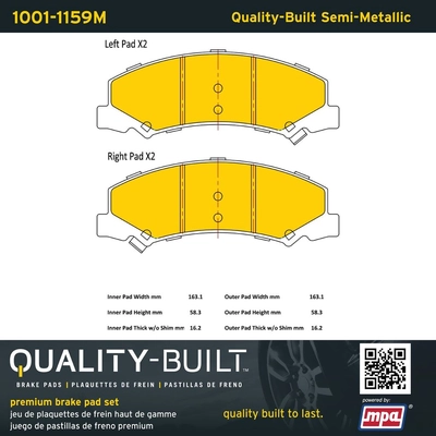 QUALITY-BUILT - 1001-1159M - Front Disc Brake Pad Set pa1