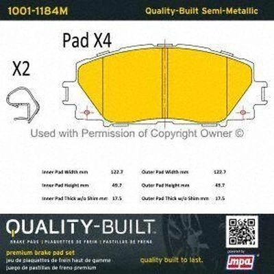 Front Semi Metallic Pads by QUALITY-BUILT - 1001-1184M pa1