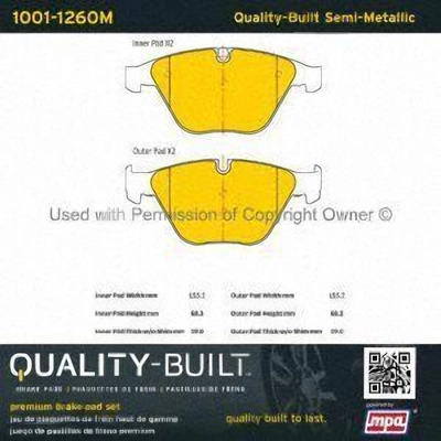 Plaquettes avant semi-métallique by QUALITY-BUILT - 1001-1260M pa1