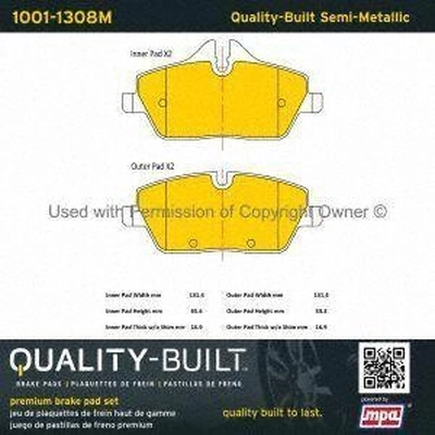 Front Semi Metallic Pads by QUALITY-BUILT - 1001-1308M pa1