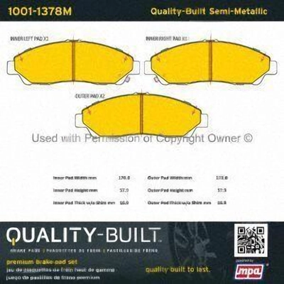 Front Semi Metallic Pads by QUALITY-BUILT - 1001-1378M pa1