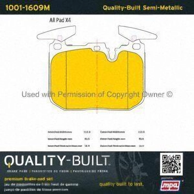 Front Semi Metallic Pads by QUALITY-BUILT - 1001-1609M pa1