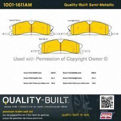 Front Semi Metallic Pads by QUALITY-BUILT - 1001-1611AM pa1