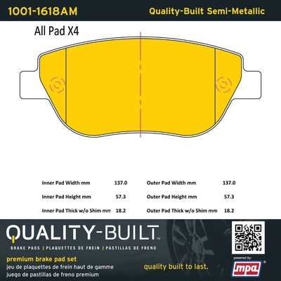 QUALITY-BUILT - 1001-1618AM - Semi-Metallic Brake Pad Set pa1
