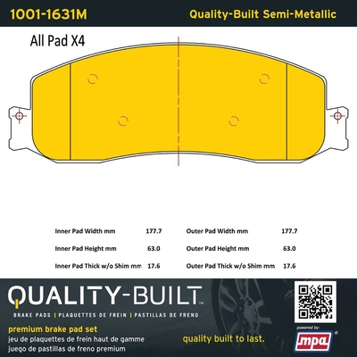 QUALITY-BUILT - 1001-1631M - Front Disc Brake Pad Set pa1