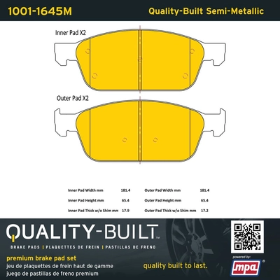 QUALITY-BUILT - 1001-1645M - Front Disc Brake Pad Set pa1