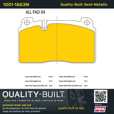 QUALITY-BUILT - 1001-1663M - Front Disc Brake Pad Set pa1