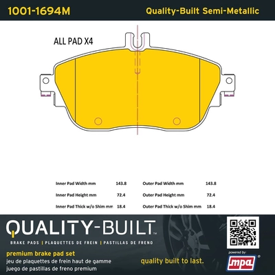 QUALITY-BUILT - 1001-1694M - Front Disc Brake Pad Set pa1