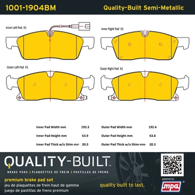 QUALITY-BUILT - 1001-1910M - Front Disc Brake Pad Set pa2