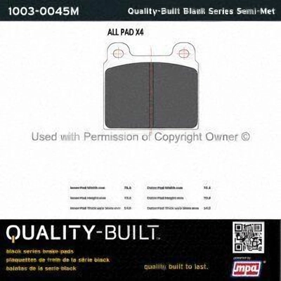 Front Semi Metallic Pads by QUALITY-BUILT - 1003-0045M pa2