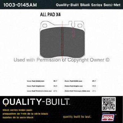 Front Semi Metallic Pads by QUALITY-BUILT - 1003-0145AM pa1