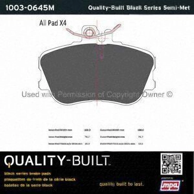 Front Semi Metallic Pads by QUALITY-BUILT - 1003-0645M pa1