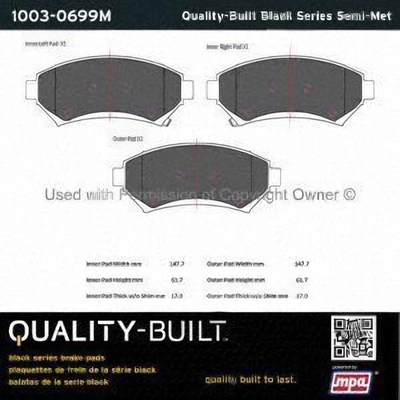 Plaquettes avant semi-métallique by QUALITY-BUILT - 1003-0699M pa1