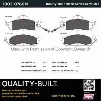 Front Semi Metallic Pads by QUALITY-BUILT - 1003-0760M pa1