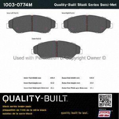 Front Semi Metallic Pads by QUALITY-BUILT - 1003-0774M pa1