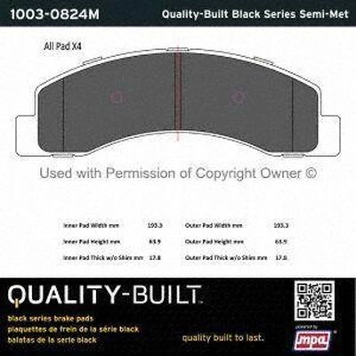 Front Semi Metallic Pads by QUALITY-BUILT - 1003-0824M pa1