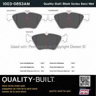 Front Semi Metallic Pads by QUALITY-BUILT - 1003-0853AM pa1