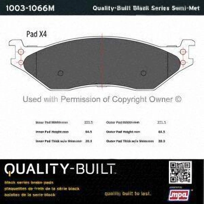 Front Semi Metallic Pads by QUALITY-BUILT - 1003-1066M pa1