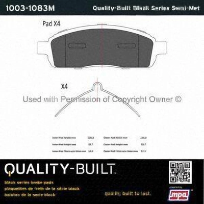 Front Semi Metallic Pads by QUALITY-BUILT - 1003-1083M pa1