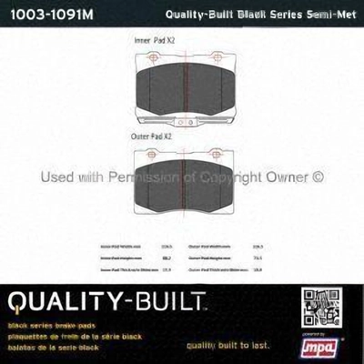 Front Semi Metallic Pads by QUALITY-BUILT - 1003-1091M pa2