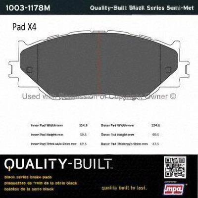 Front Semi Metallic Pads by QUALITY-BUILT - 1003-1178M pa1