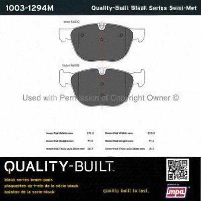 Front Semi Metallic Pads by QUALITY-BUILT - 1003-1294M pa1